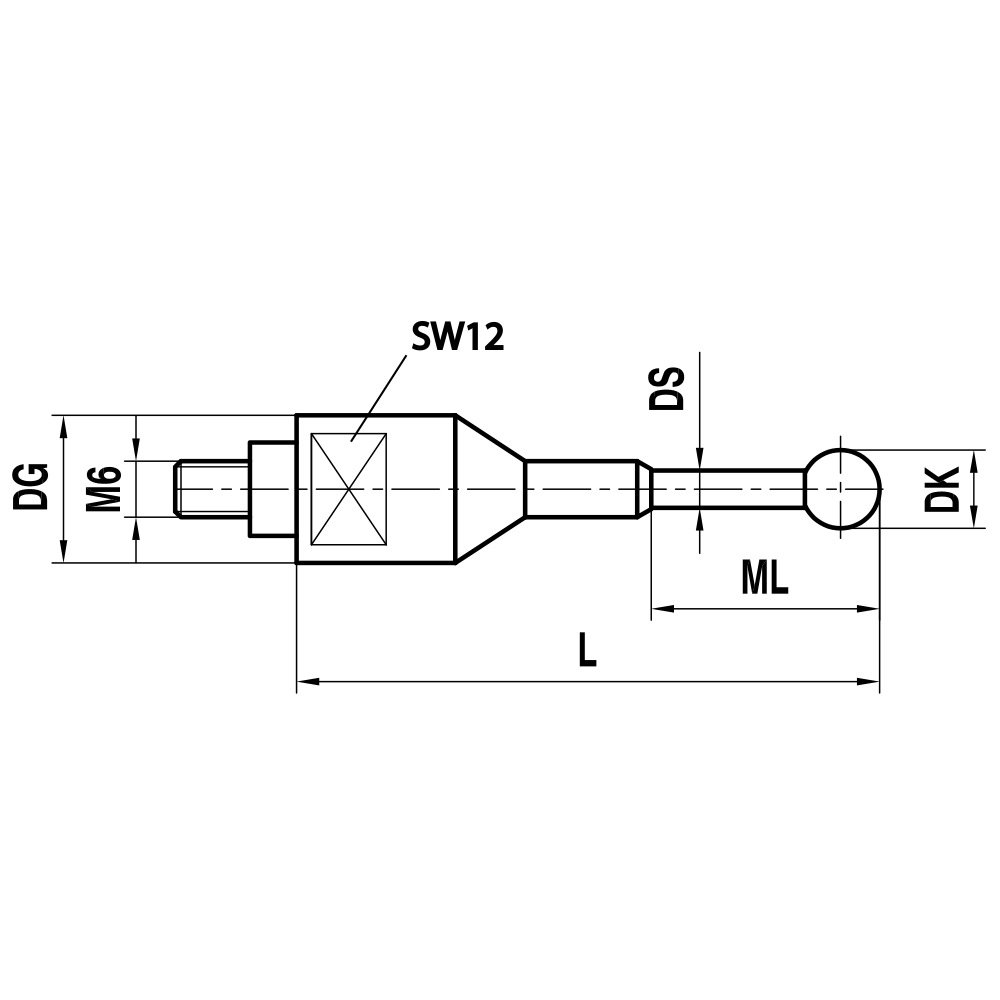 Drawing of product TH M6 H10 16 069
