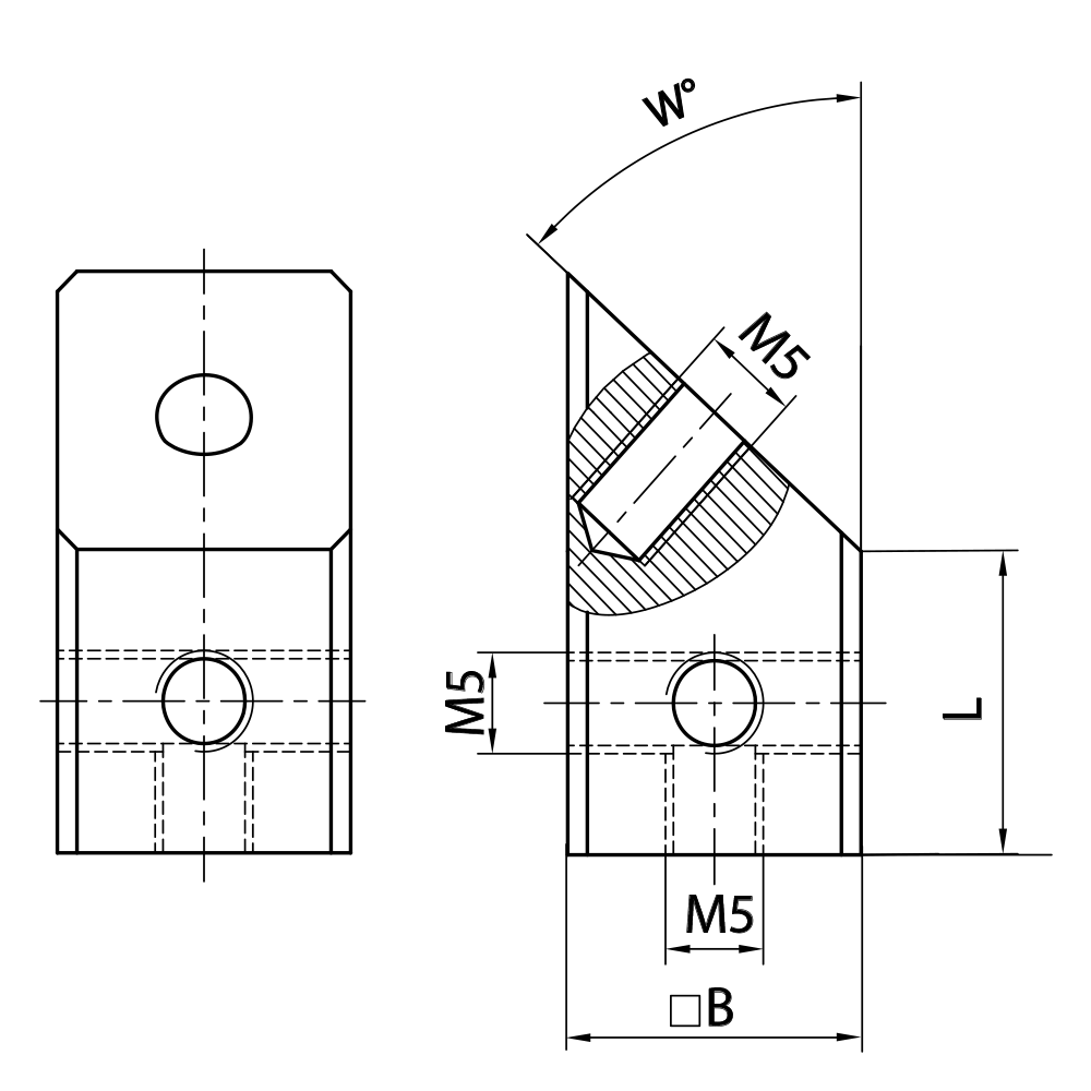 Drawing of product M5 Cube titanium; B 15.0 mm;  angle 60°