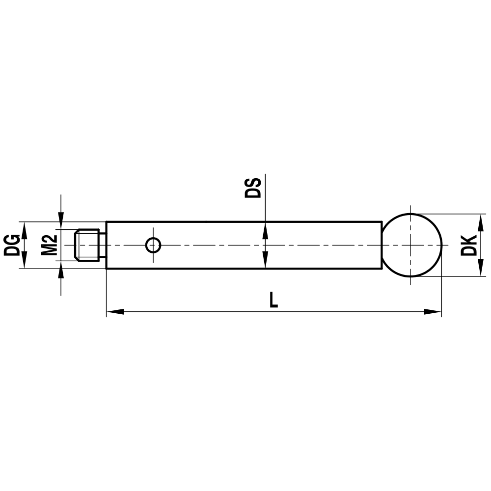 Drawing of product M2 Straight Stylus; DK 4.0 mm; L 52.0 mm