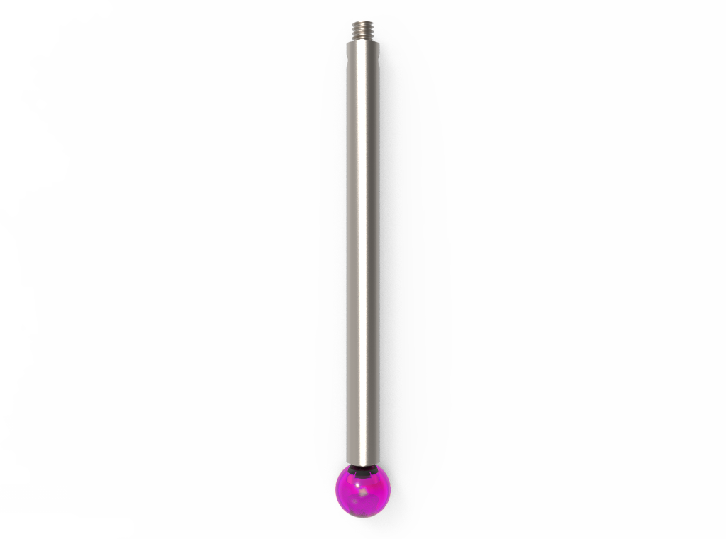 Straight Stylus; base: stainless steel; stem: stainless steel; ball: ruby
